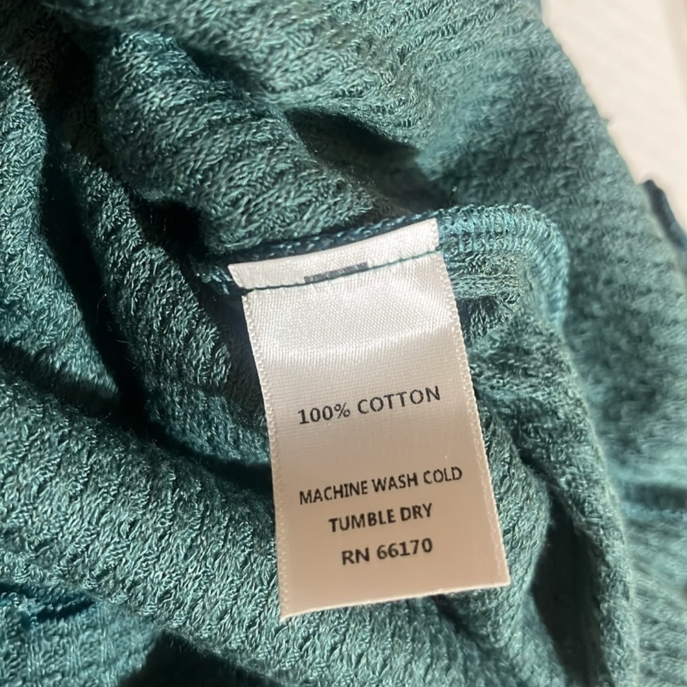 Intimately Free People Make It Easy Waffle Knit Lettuce Hem Thermal Top in Teal - Picture 7 of 8